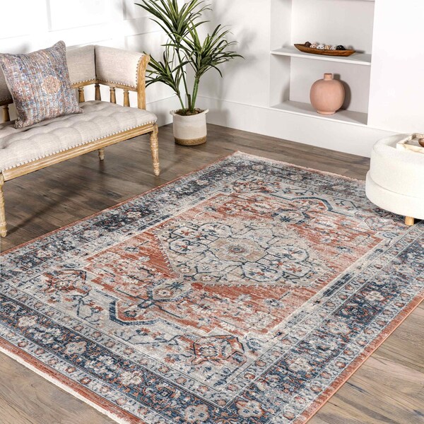 Nuloom Zara Vintage Medallion Area Rug 10ft x 14ft KKSL05A-10014 - main